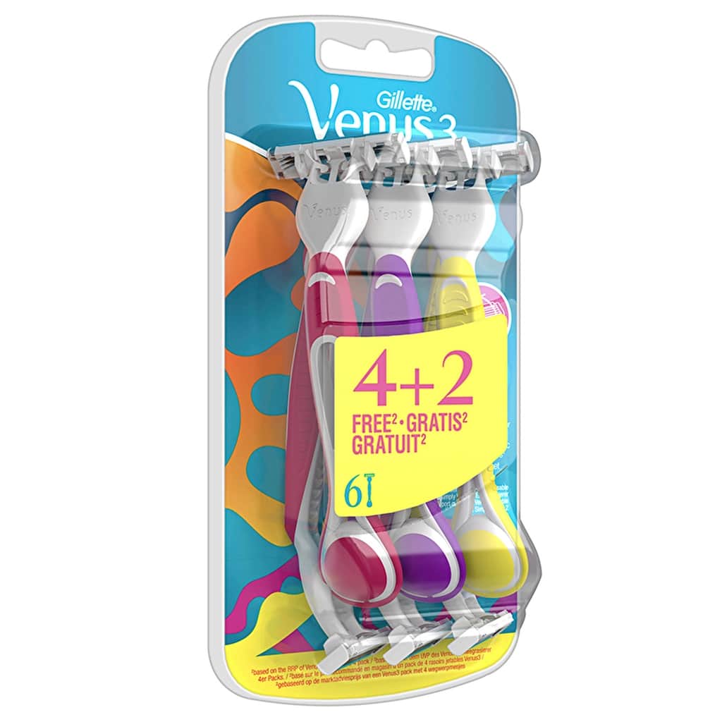 Gillette Venus Colorful 3 blade Disposable Women's Razor 4 + 2 pcs - 2