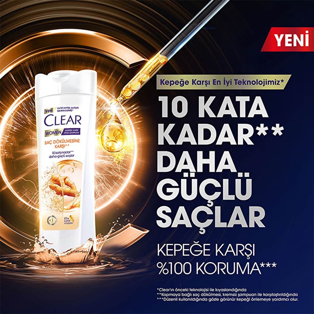 Clear Women Anti-dandruff Effective Shampoo Against Hair Loss Ginger Extract 350 ml - 3