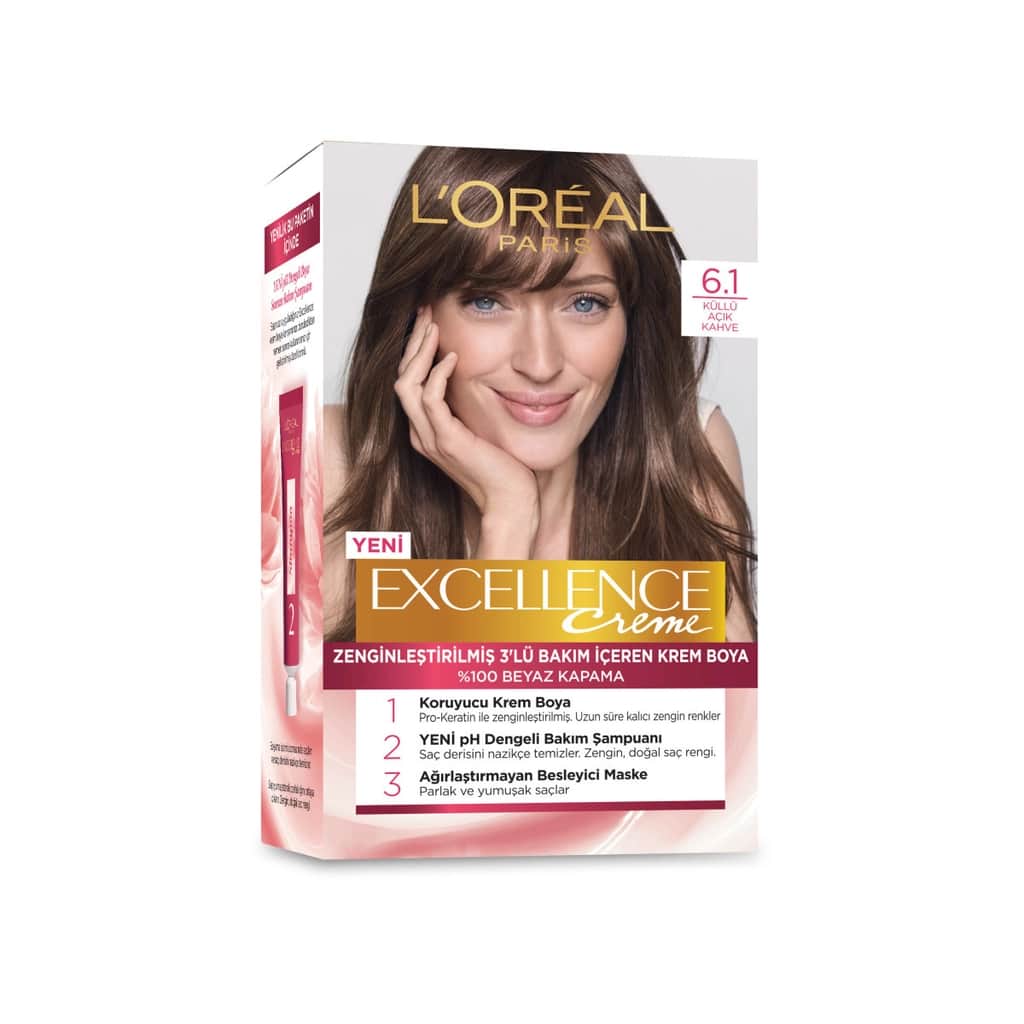 L'Oréal Paris Excellence Creme Hair Dye - 6.1 ashy Light Brown - 1