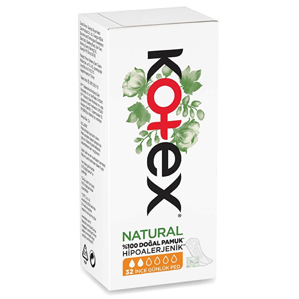 Kotex Ultra Natural Thin Daily Pads - 32 Hypoallergenic Pads - 1