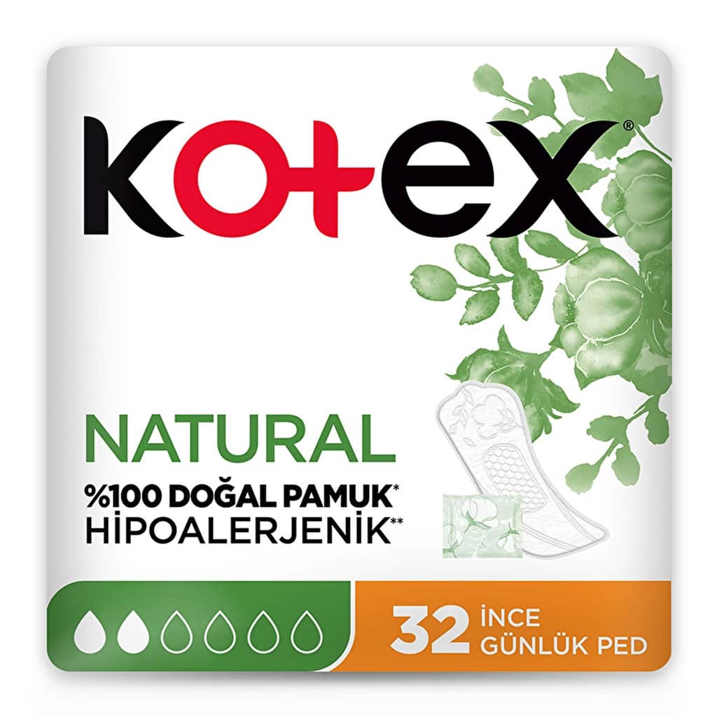 Kotex Ultra Natural Thin Daily Pads - 32 Hypoallergenic Pads - 2