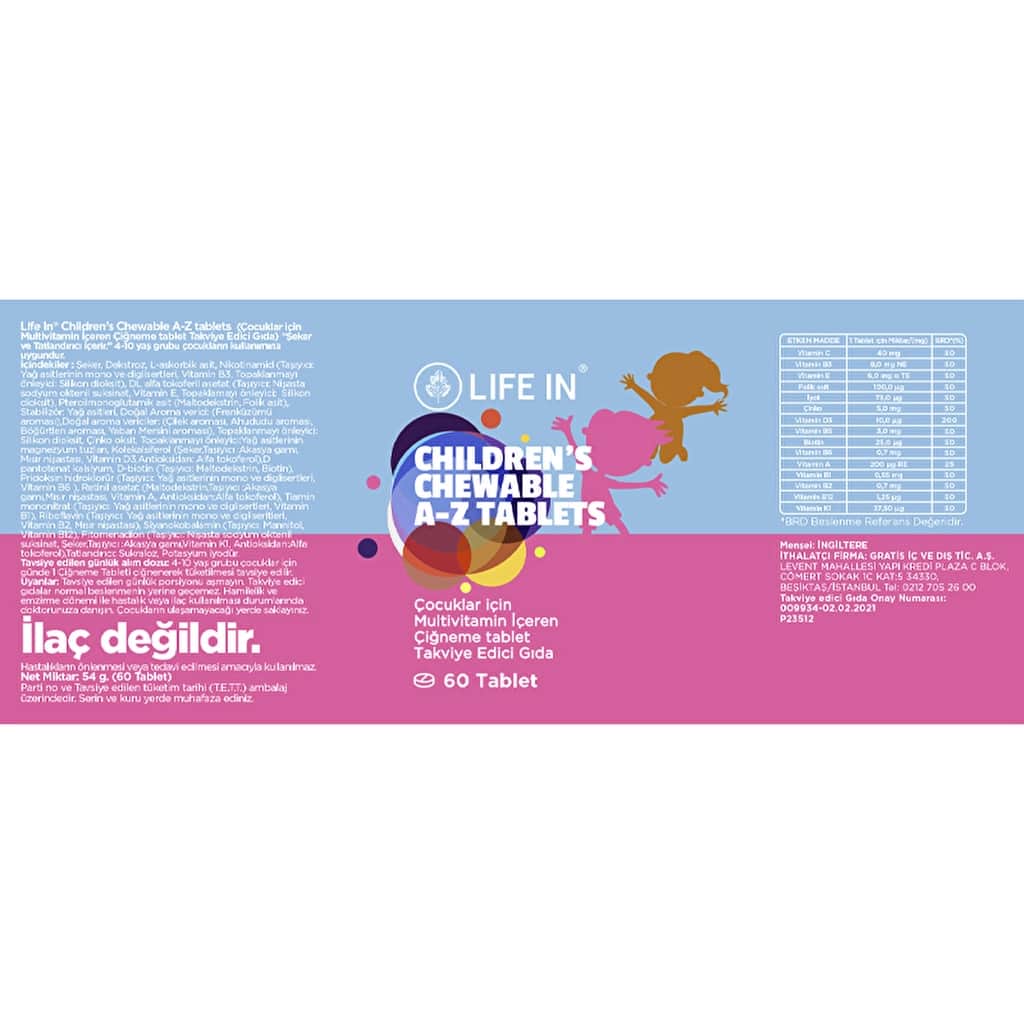 Life In Chewable Children's Multivitamin Tablets A-z 60 pcs - 2