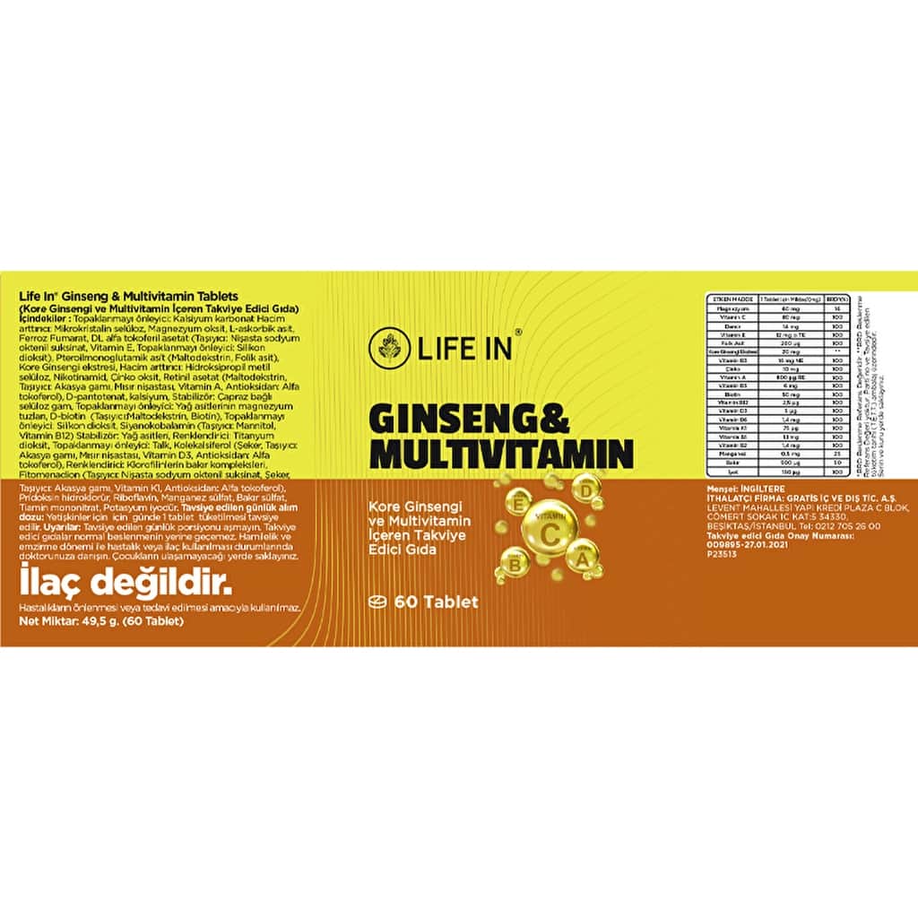 Life In Ginseng & Multivitamin Tablets 60 pcs - 2