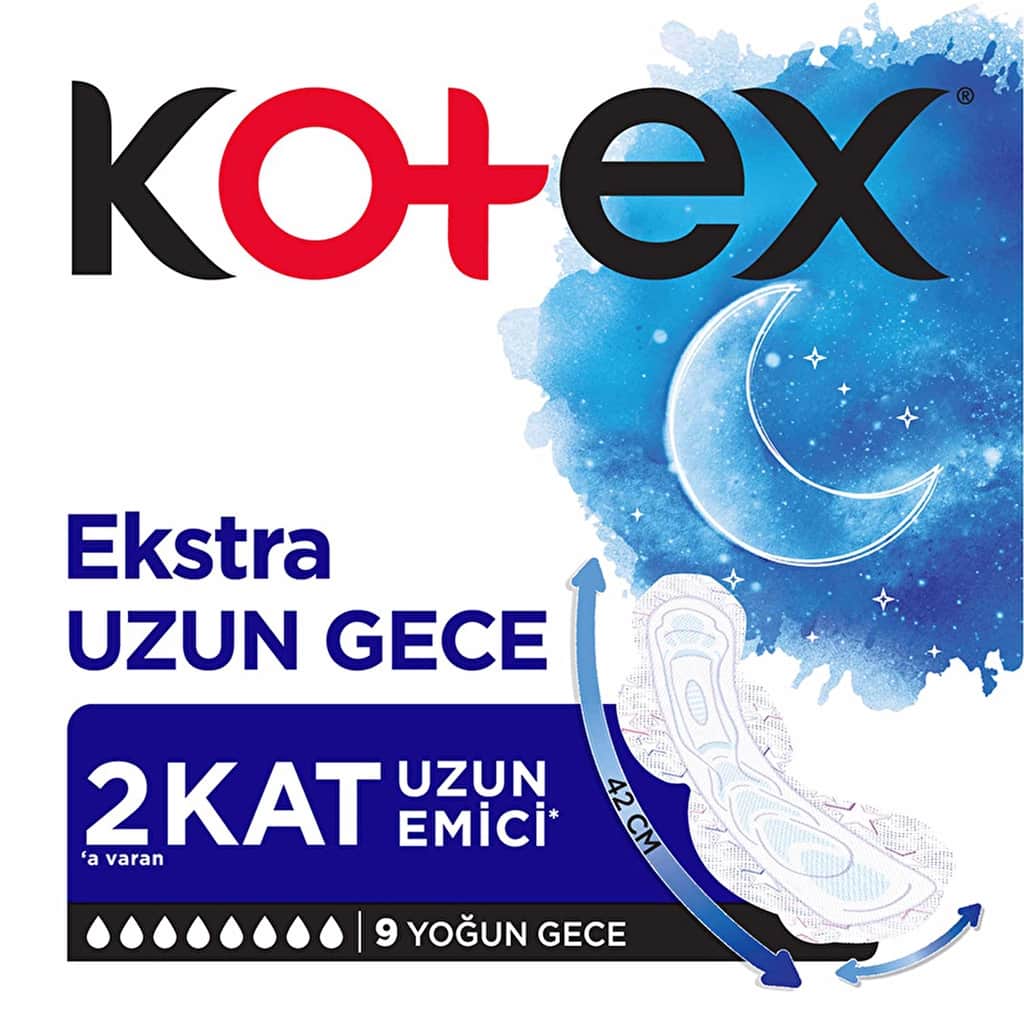 Kotex Extra Long Night Pads - 9 Pack, Ultra Absorbent Protection - 2