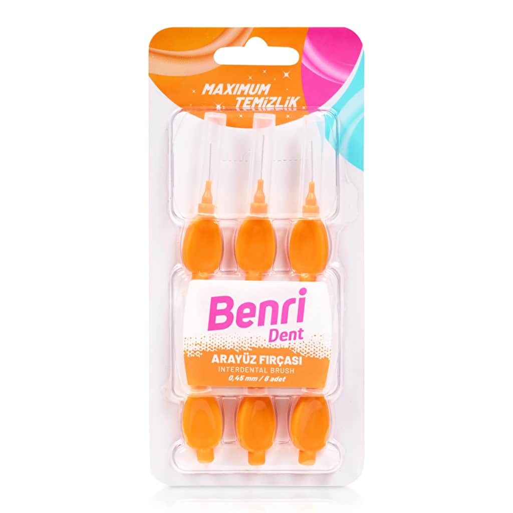 Benri Dent Interdental Brush 0.45mm - 6 Pack for Clean Teeth - 1