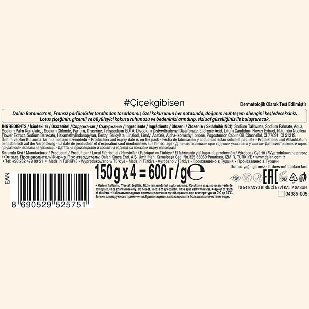 Dalan Botanica Lotus Bath And Shower Soap 4 x 150 gr - 2