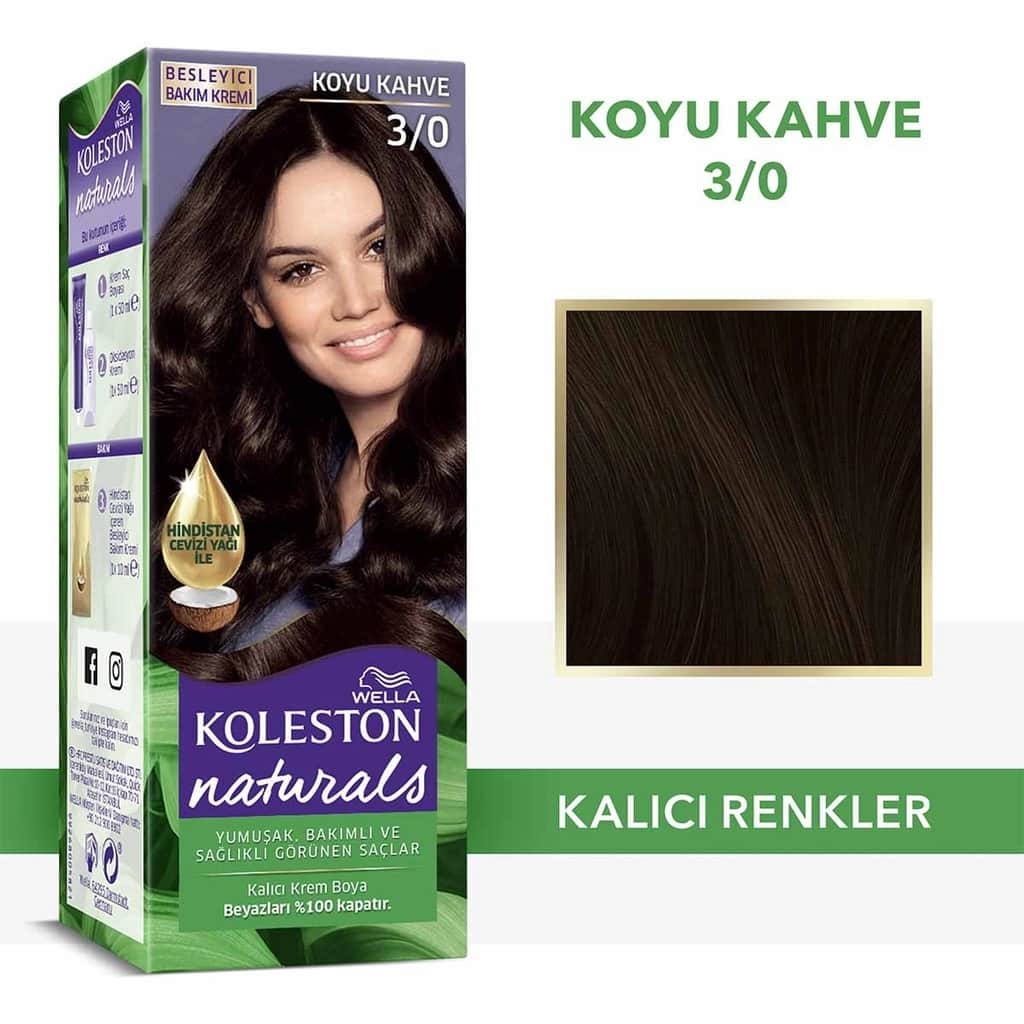 Wella Koleston Naturals Hair Dye 3/0 dark Brown - 1