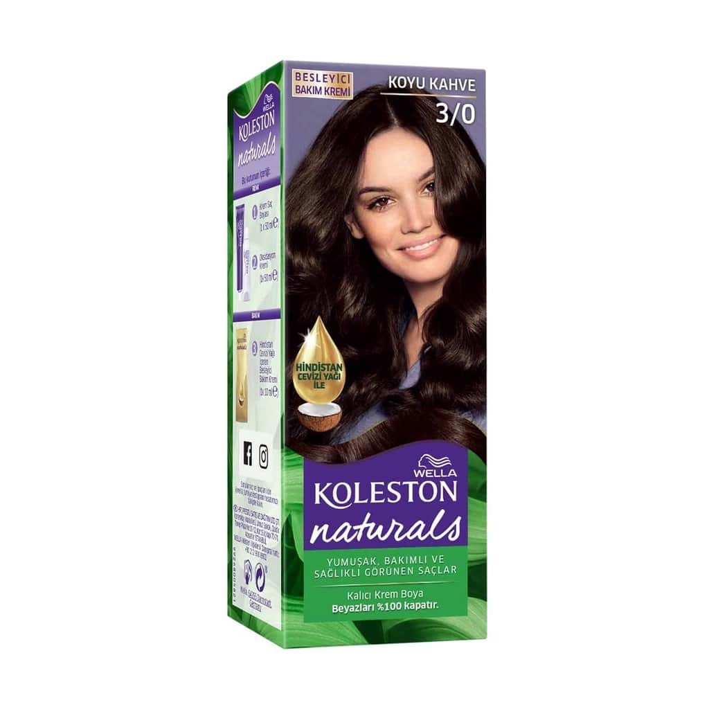 Wella Koleston Naturals Hair Dye 3/0 dark Brown - 2