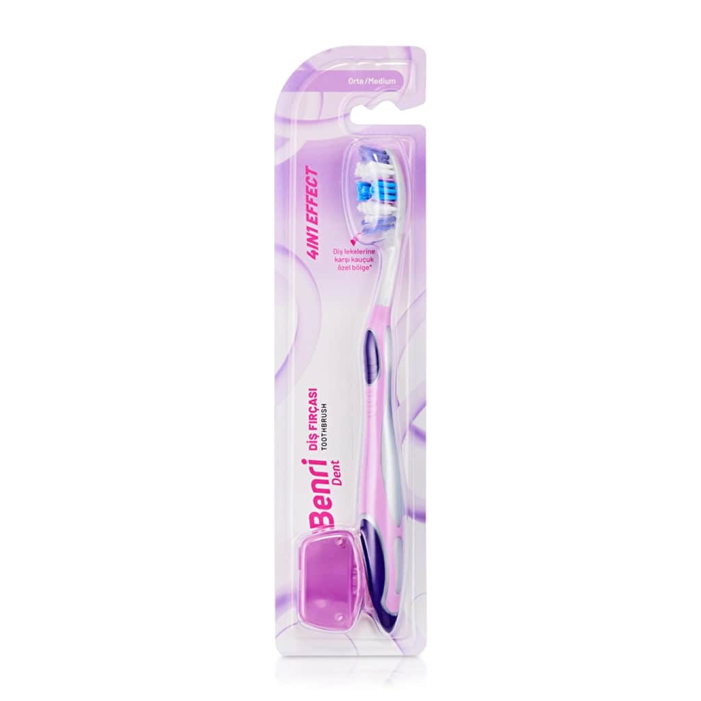 Benri Dent 4-in-1 Medium Hardness Toothbrush for Stain Removal - 4