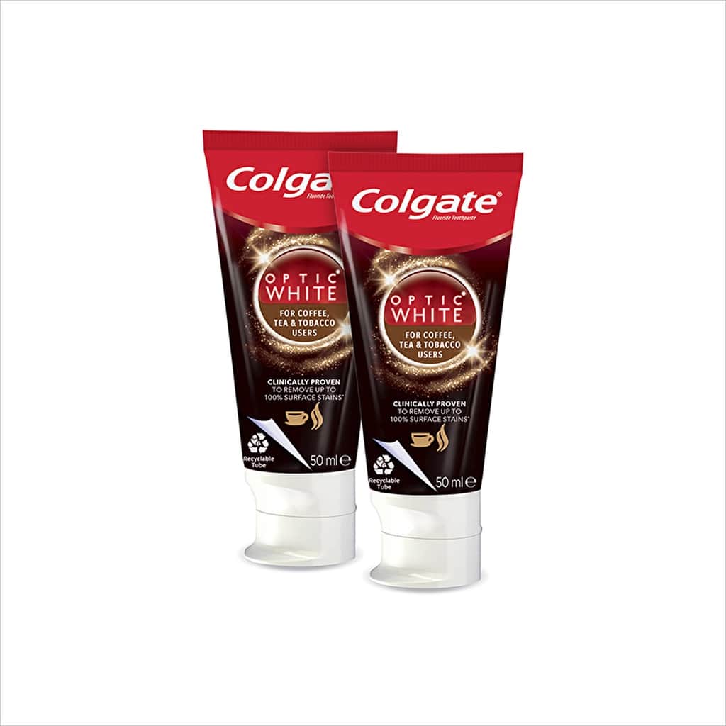 Colgate Optic White Toothpaste 2 x 50ml - Stain Removal & Enamel Care - 3