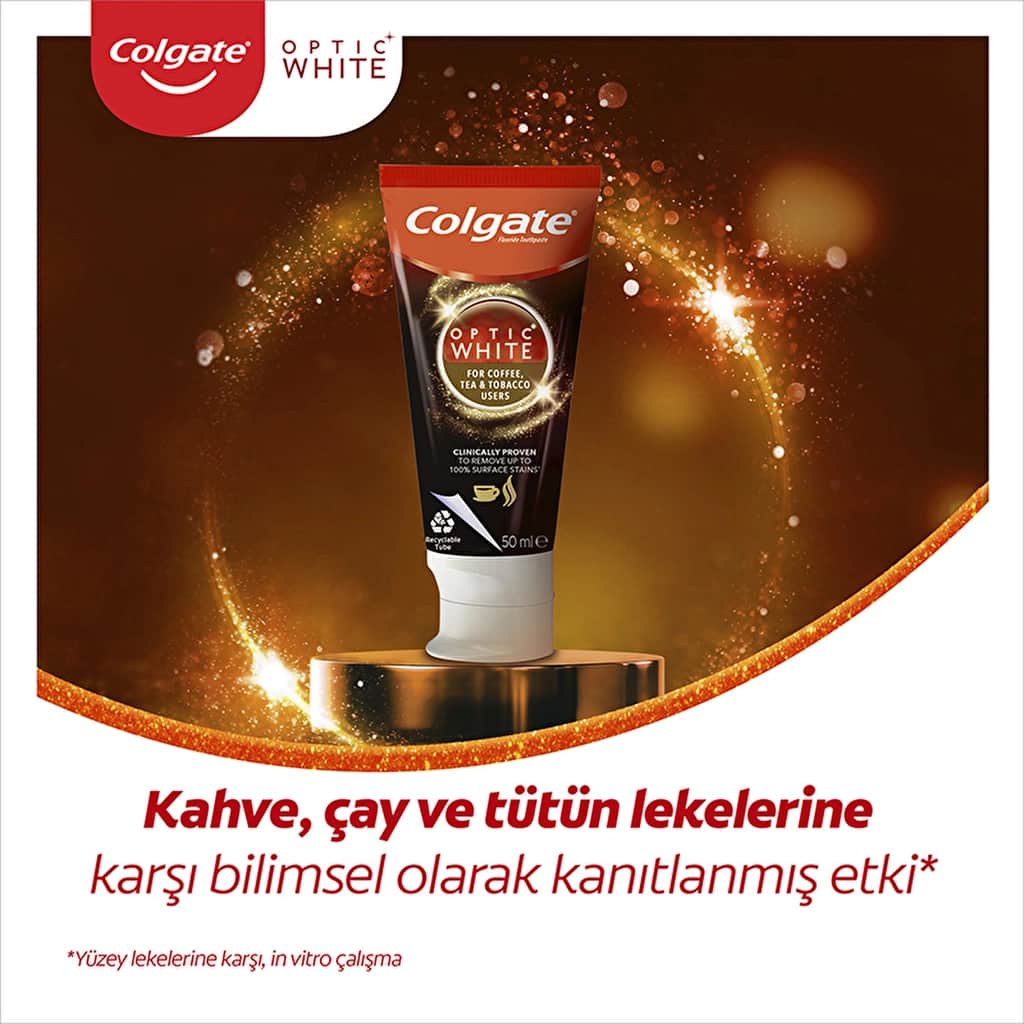 Colgate Optic White Toothpaste 2 x 50ml - Stain Removal & Enamel Care - 5
