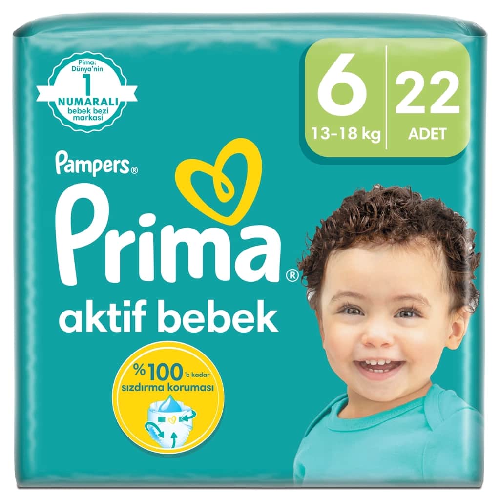 Prima Active Size 6 Diapers, 22-Count, Leak-Proof Protection - 1