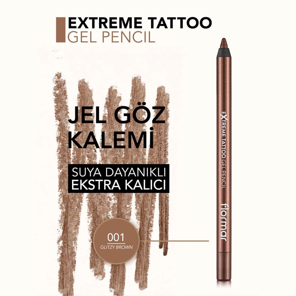 Flormar Extreme Tattoo Extra Permanent Glitter Gel Eyeliner 001 glitzy Brown - 5