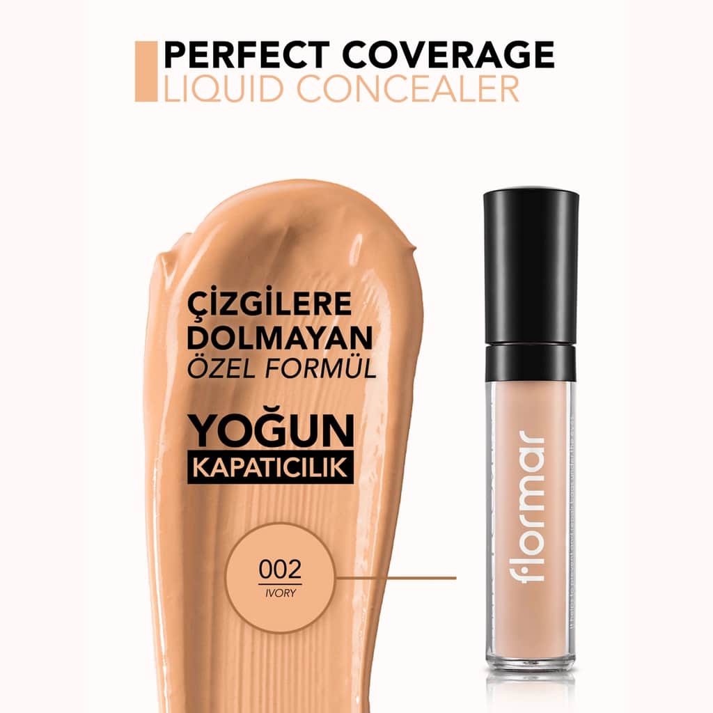 Flormar Perfect Coverage Lightweight Concealer 002 ivory: Warm Undertone - 4