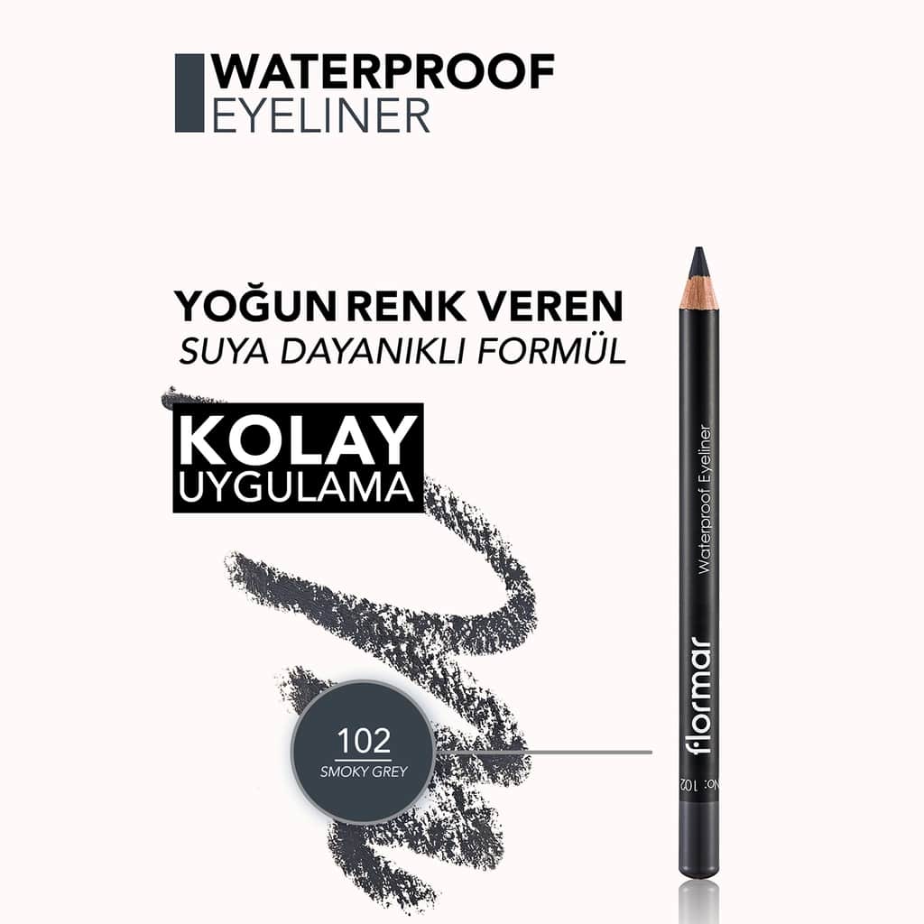 Flormar Waterproof Eyeliner 102 smoky Gray - 4