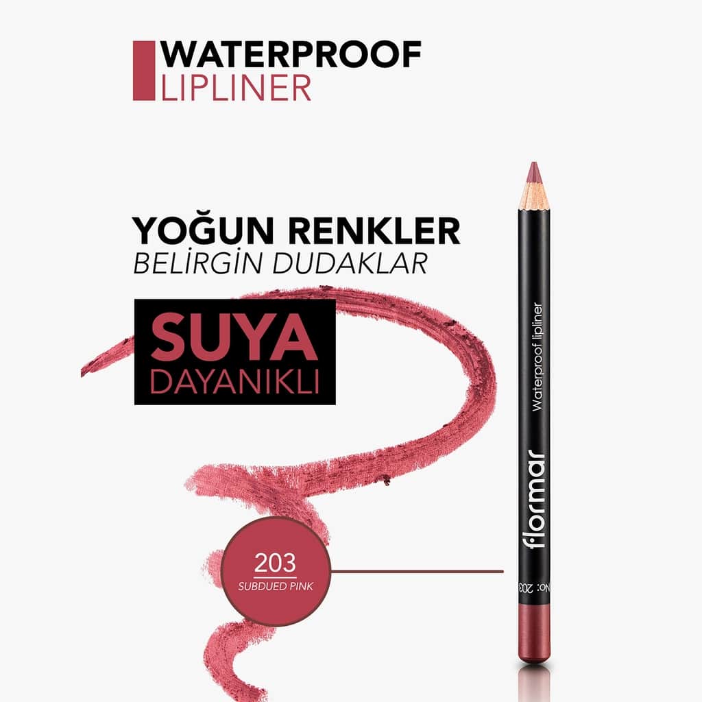 Flormar Waterproof And Intensely Pigmented Matte Lip Pencil 203 subdued Pink - 6