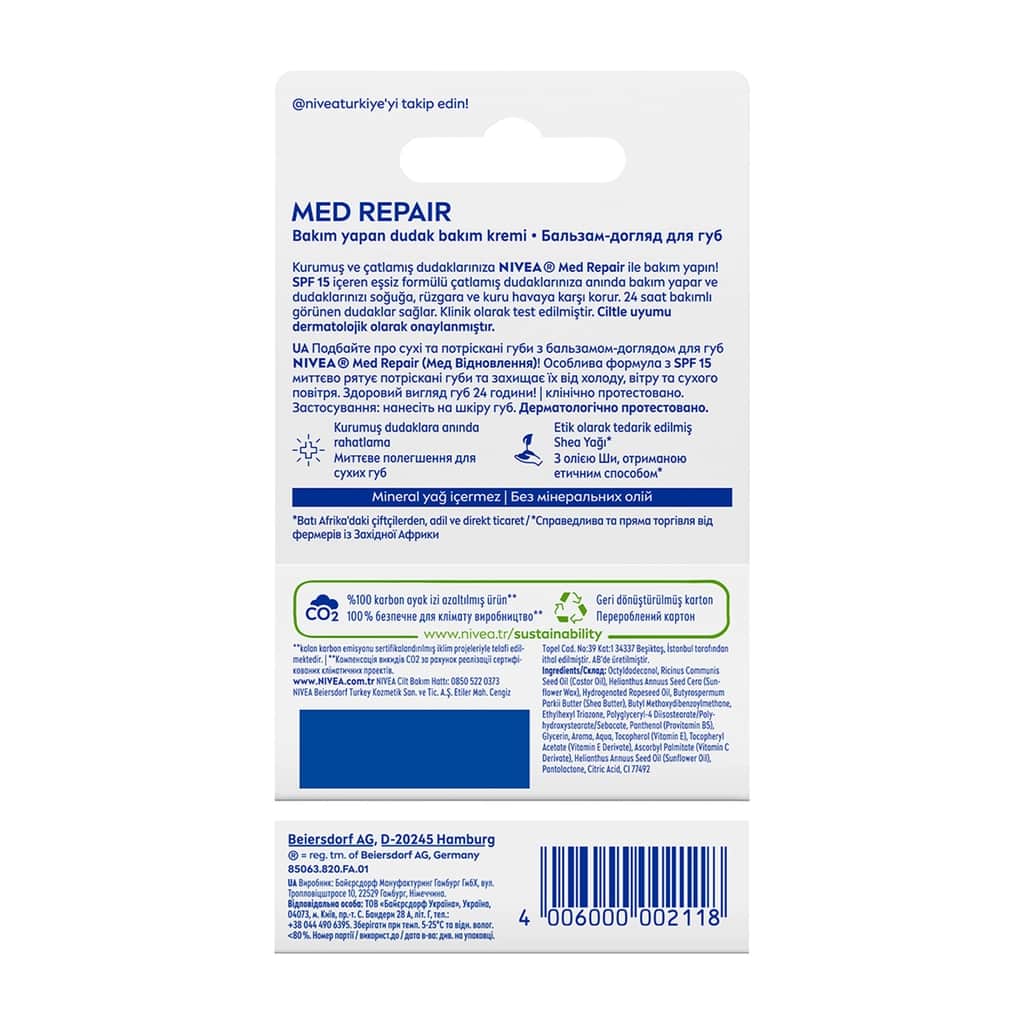 Nivea Med Repair Lip Care Cream 4.8 gr - 6