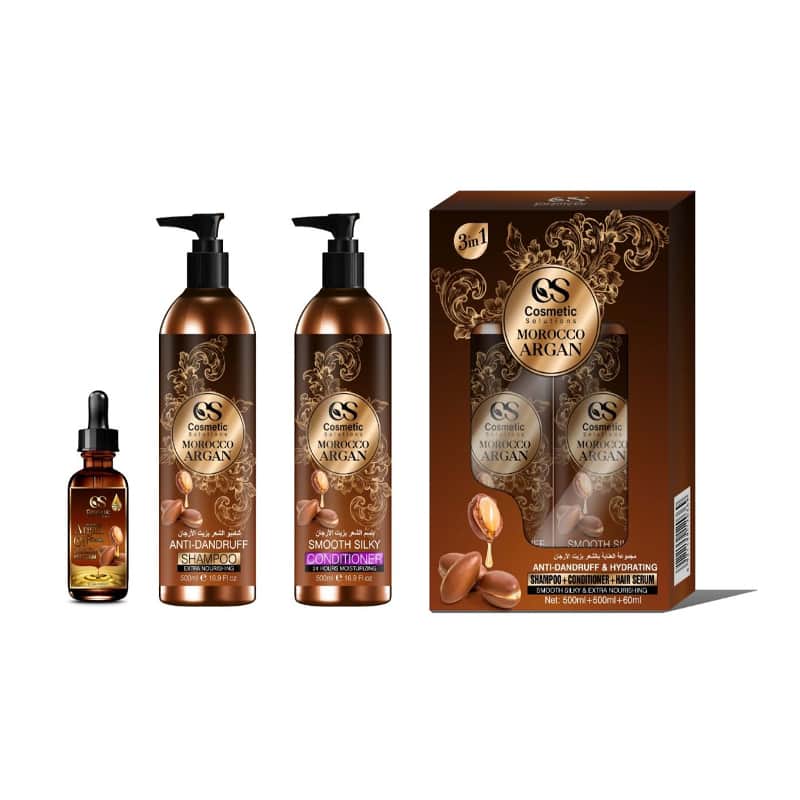 Argan Oil Hair Care Set: Conditioner + Shampoo + Hair Serum by Cosmetic Solution - 1