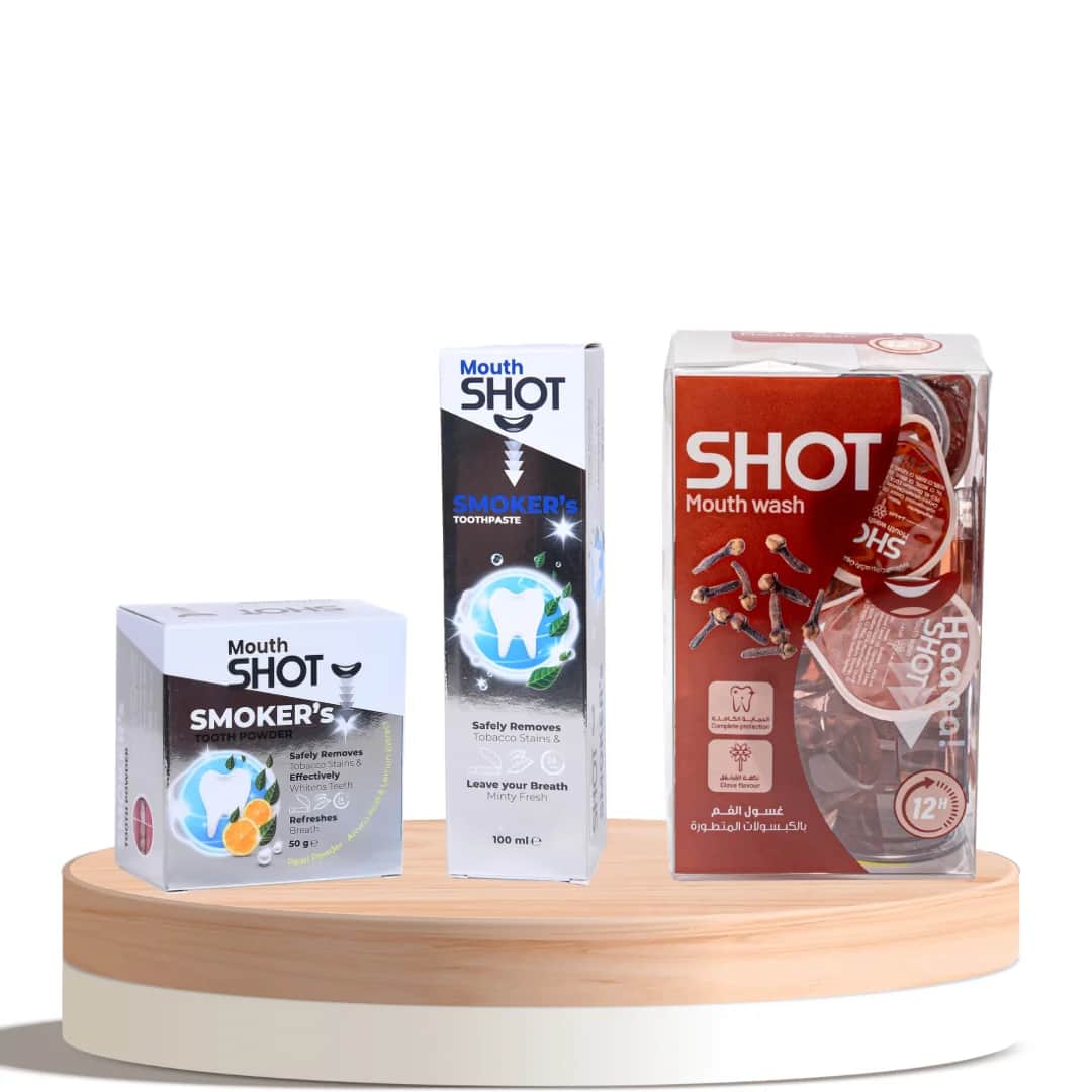 Smokers’ Teeth Whitening and Oral Care Set from Mouth Shot – 3 Products