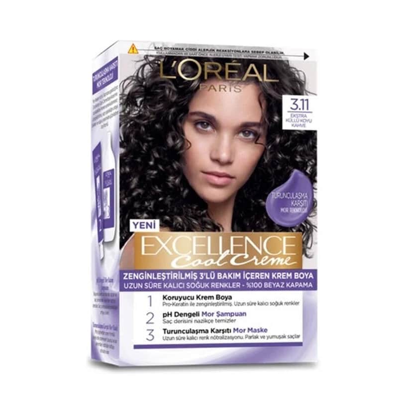 L'Oréal Paris Excellence Cool Creme Hair Dye - 3.11 extra Ash Dark Brown