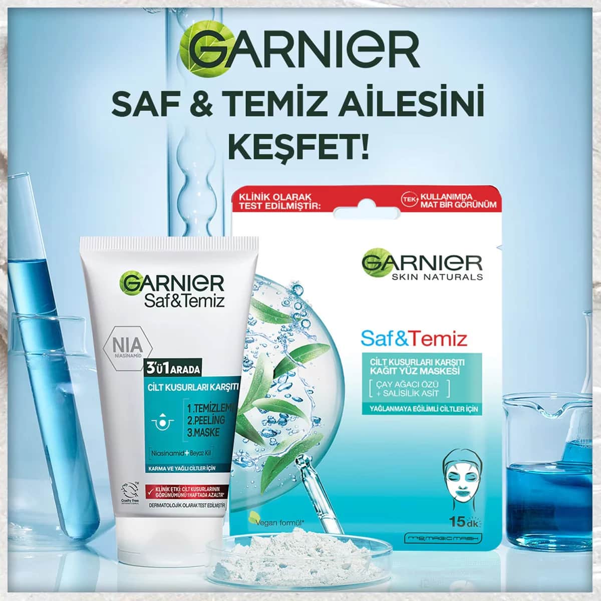 Garnier Pure &amp; Clean 3 in 1 cleanser 150 ml