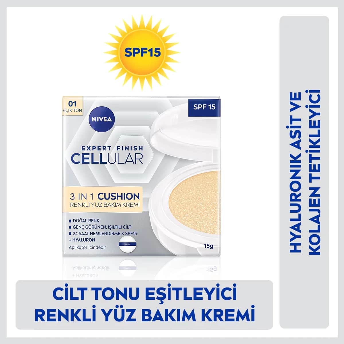 Nivea Cellular Expert Finish 3 in1 cushion Tinted Light Tone Face Care Cream 01 15 ml