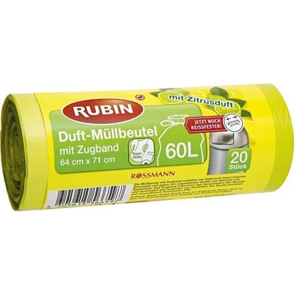 Rubin Garbage Bag with Rope Lemon Scent - 60 Liters 64x71 cm 20 pcs
