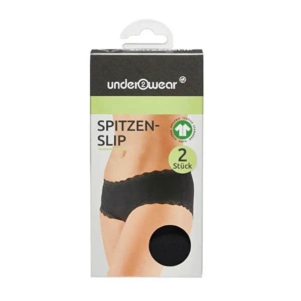 Underwear Women's Slip Lace Panties 2-Pack Black L Size 1 pcs