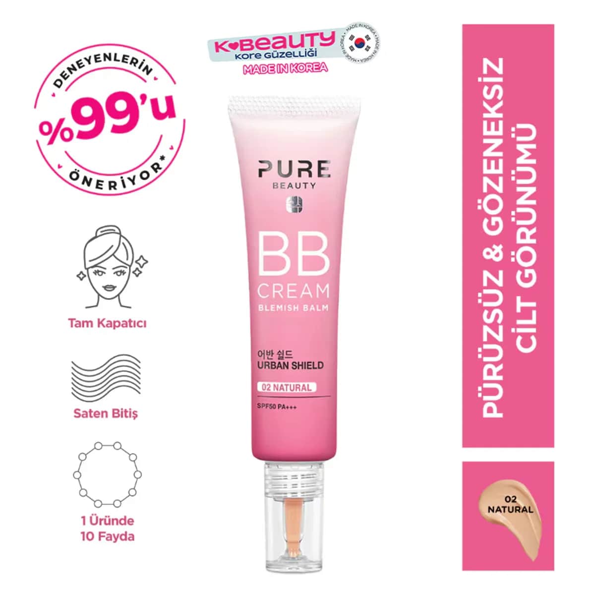 Pure Beauty Bb Cream Spf50 pa+++ Natural 30 ml
