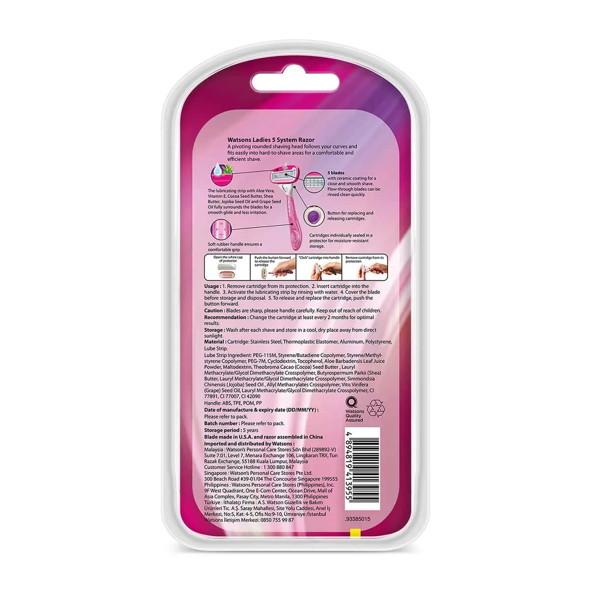 Watsons Women's 5-blade Razor + 2 spare Blades