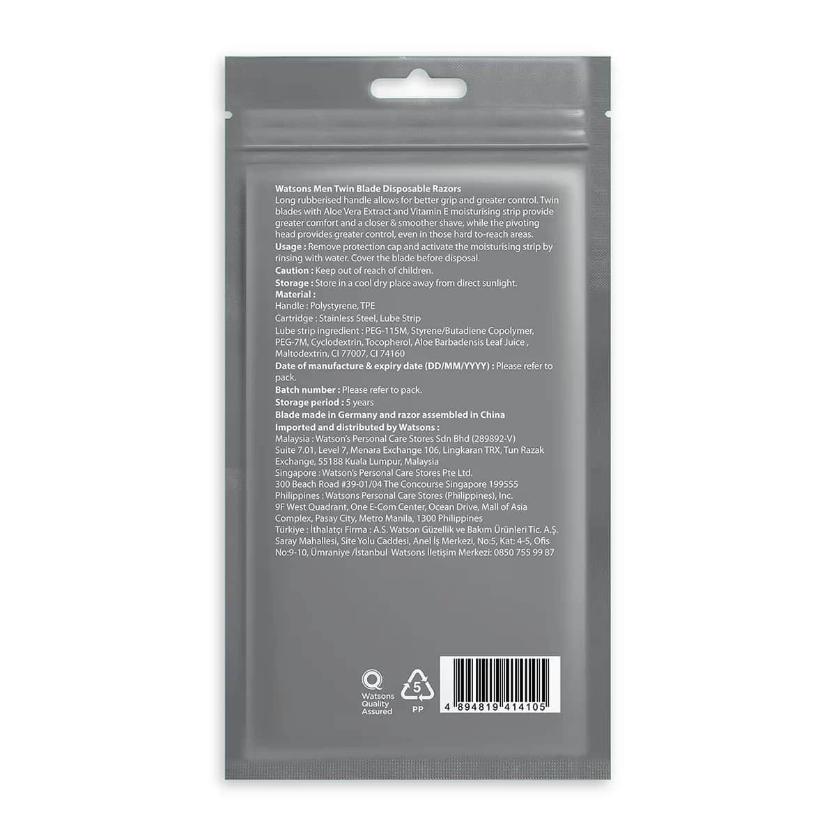 Watsons Men 2 blade Disposable Razor 6 pcs