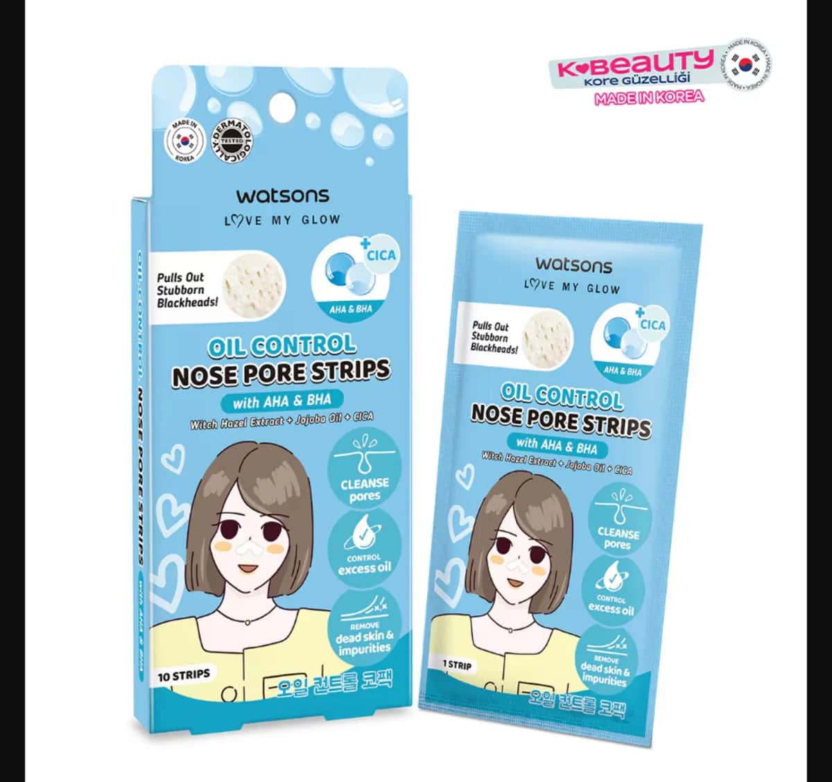 Watsons Oil Control Nose Strips Aha&amp;bha 10 pcs