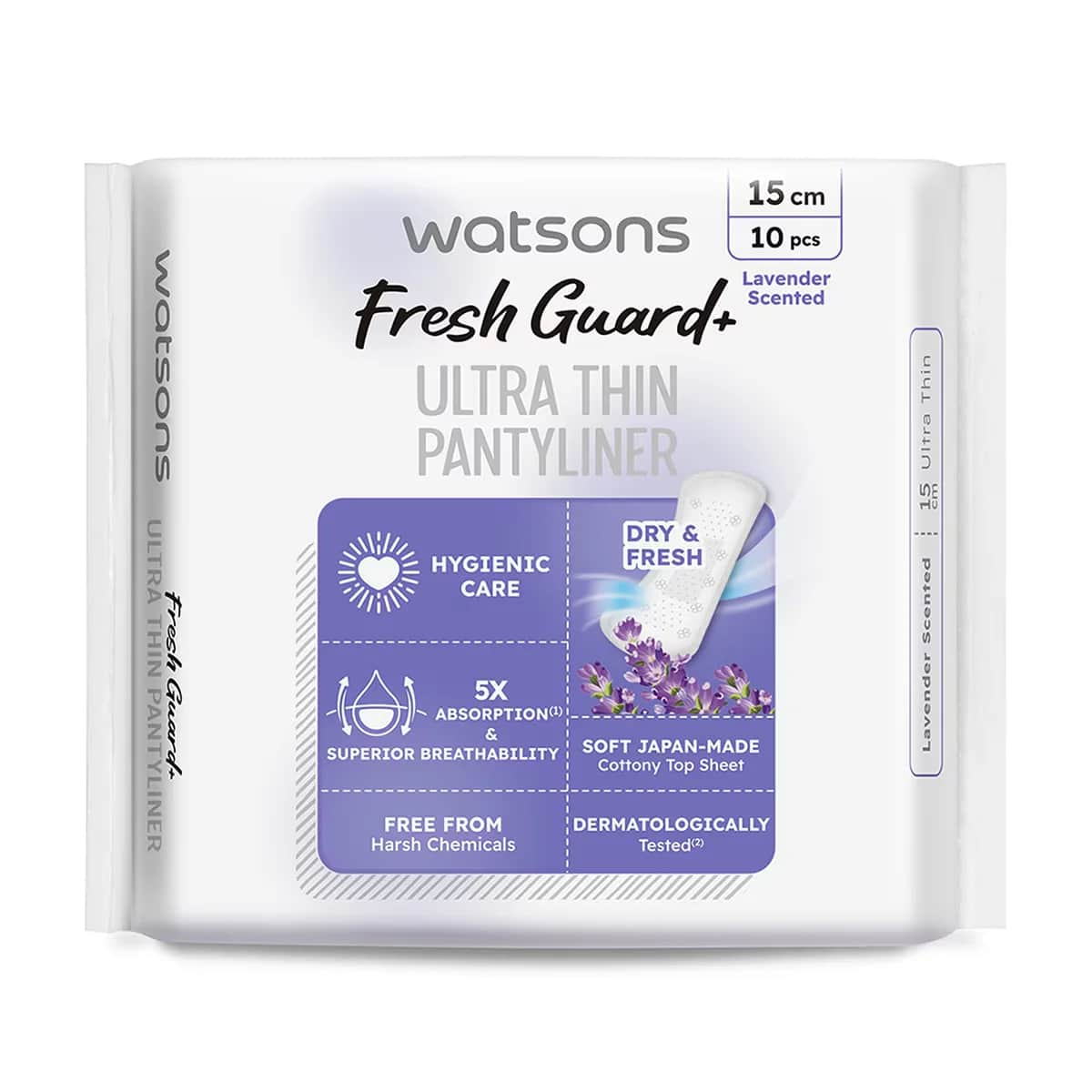 Watsons Fresh+ Ultra Thin Lavender Pantyliner 10-pack