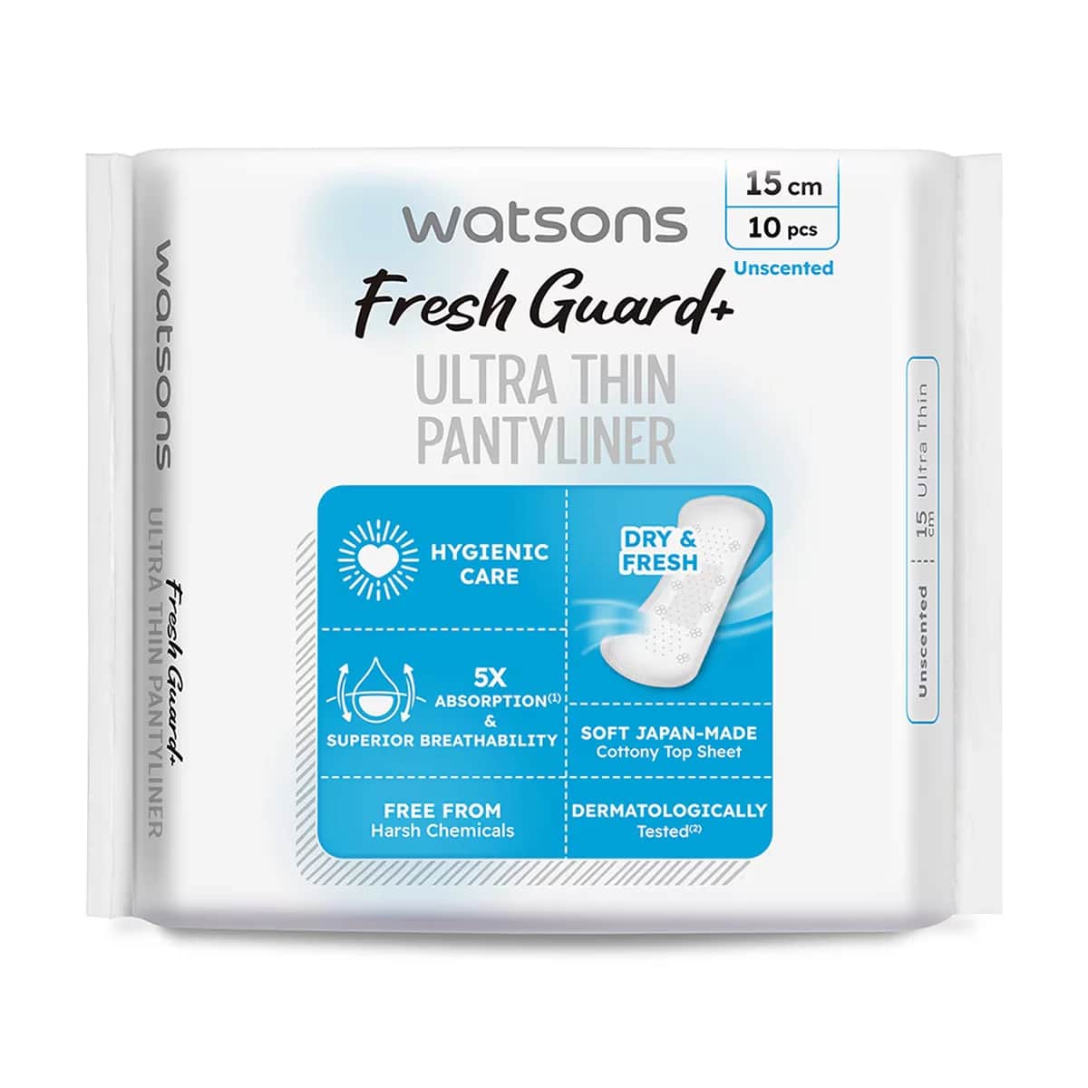 Watsons Fresh+ Ultra Thin Unscented Daily Pads 10 pack