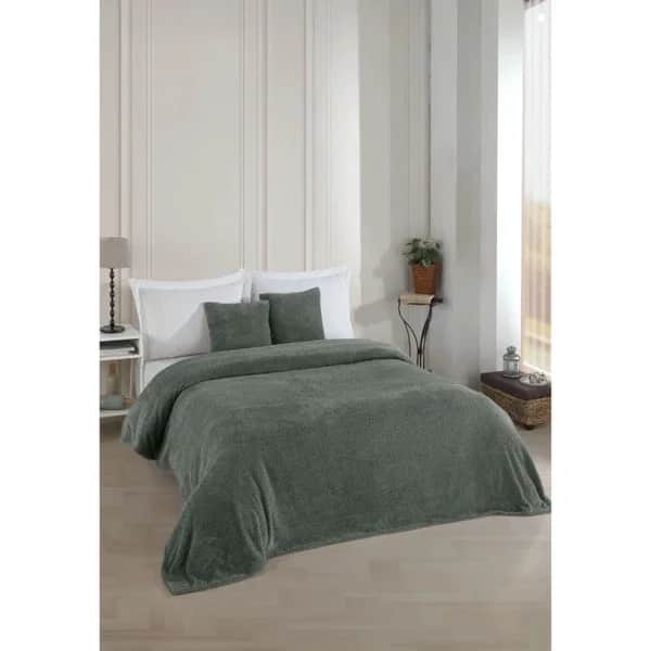 Wondel Anthracite Double Bed Sofa Cover &amp; Blanket 200x230 cm