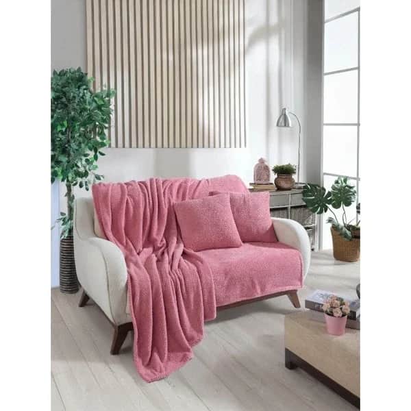 Wondel Dusty Rose Sofa Cover &amp; Blanket 140x140 cm Polycotton