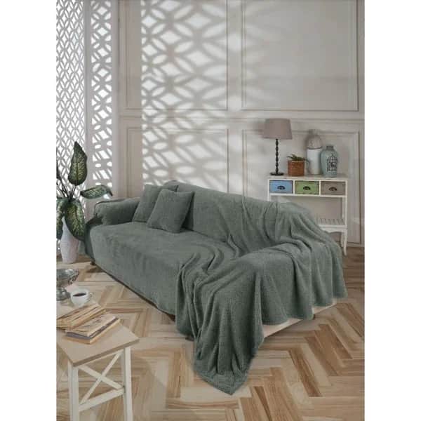 Wondel Anthracite Maxi Bed Sofa Cover &amp; Blanket 180x300 cm