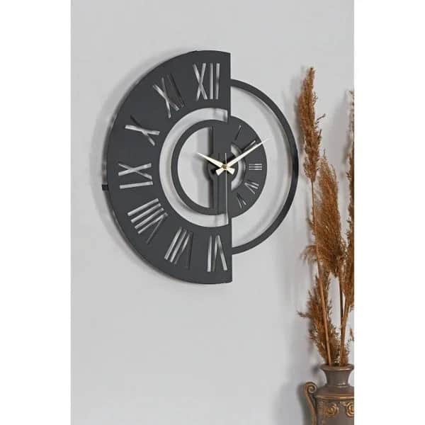 Muyika Black Metal Wall Clock 41cm - Silent Mechanism, Indoor Use