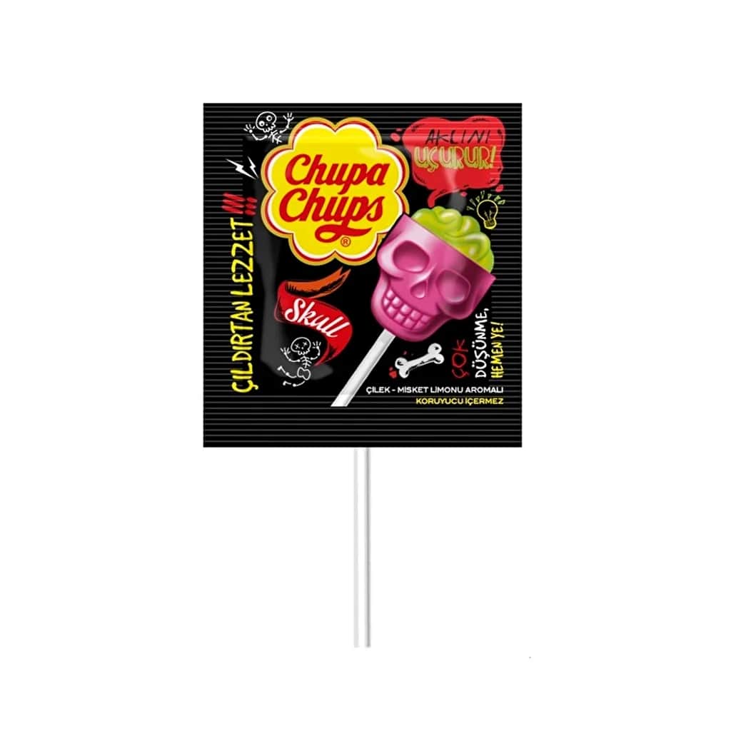 Chupa Chups 3 D Skull Strawberry &amp; Lime