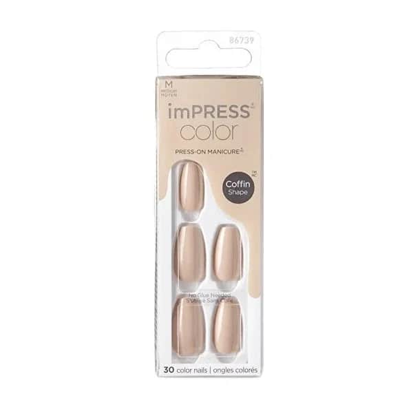 Impress Color Self Adhesive False Nails Medium Latte Kiss 1 pcs