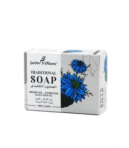 Traditional Soap With Argan Oil, Charcoal And Black Seed Oil From Jardin D'oléane, 100 g