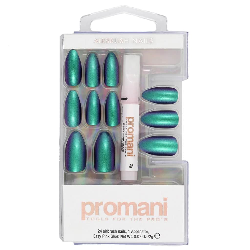 Promani Neon Petrol False Nail Kit