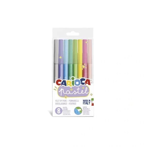Carioca Super Washable Pastel Felt Tip Pens - 8 Pack