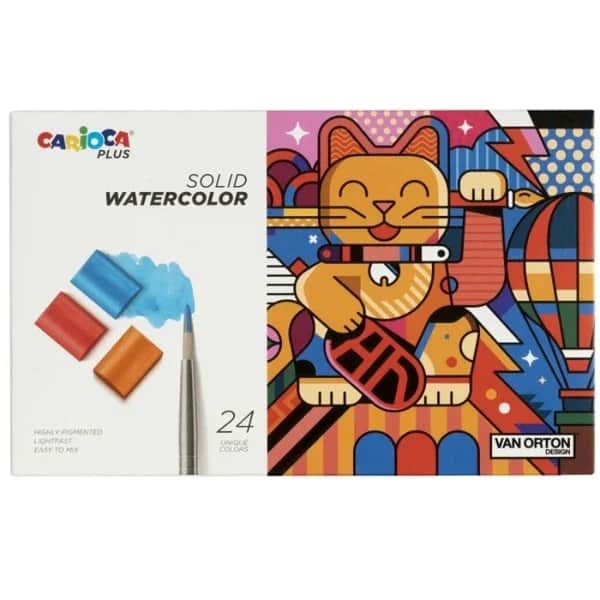 Carioca Plus 24 Watercolour Tablets with Brush - Premium Colors