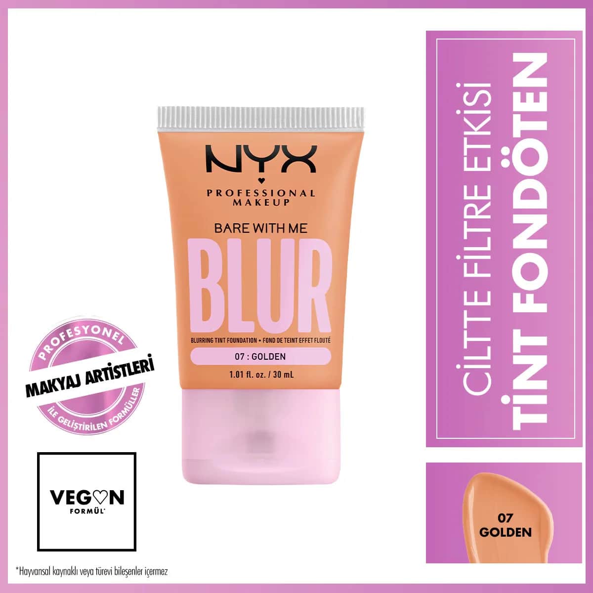 Nyx Professional Makeup Blur Tint Skin Filter Effect Foundation 07 golden