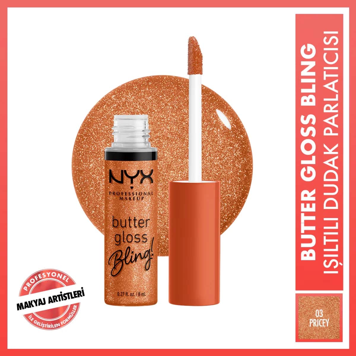 Nyx Professional Makeup Butter Gloss Bling Shiny Lip Gloss 03 pricey