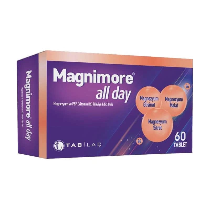 TAB Magnimore All Day Magnesium And P5 p (vitamin B6) Food Supplement 60 tablets