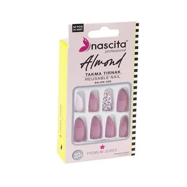 Nascita 24 Almond Colored False Nails Set - Easy Application