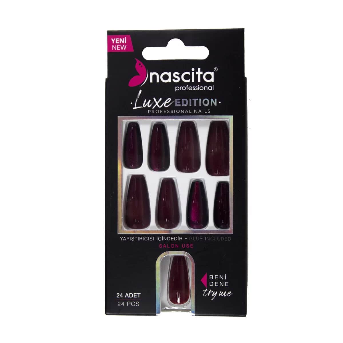 Nascita Artificial Nails Luxe 24-pcs Pearlescent Claret Red S219