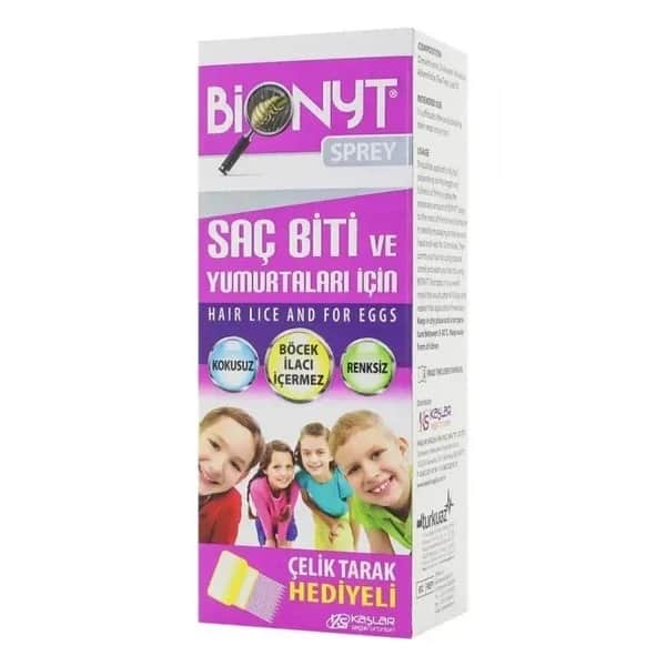 Kaslar Bionyt Anti Lice And Nits Spray + Steel Comb100 ml